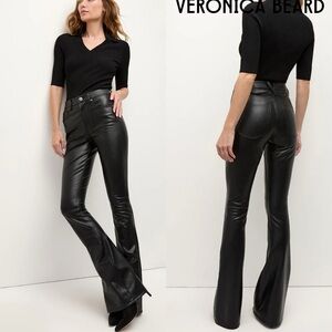 Veronica Beard Beverly Vegan Leather Skinny-Flare Pant NWOT